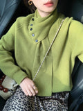Ndyad style lazy style knitted pullover sweater with detachable scarf HZ1024