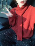 Ndyad style lazy style knitted pullover sweater with detachable scarf HZ1024