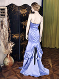 Ndyad Mermaid Strapless Satin Long Prom Dresses, Elegant Formal Evening Gowns HZ1024