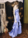 Ndyad Mermaid Strapless Satin Long Prom Dresses, Elegant Formal Evening Gowns HZ1024