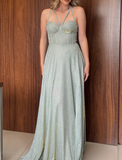 Ndyad Tiffany Blue Straps Sheath Long Prom Dresses Sweet 20 Dress HZ1024