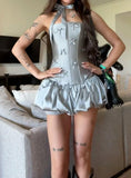 Ndyad Corset Silver Grey Strapless Short Homecoming Dress HZ1024