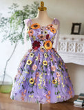 Evafashion Tulle Lace Short Prom Dress, Purple Homecoming Dress HZ1024