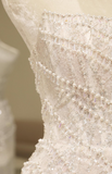 Ndyad White Sheath Beaded Short Prom Dresses, Strapless Evening Gown HZ1024