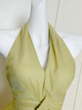 Ndyad Green Halter Neck A-Line Chiffon Ruffles Long Prom Dresses, Sweet 16 Dress HZ1024