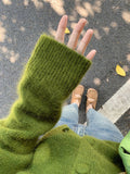 Ndyad Green Retro Soft V-Neck Knitted Cardigan HZ1024