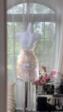 Ndyad Strapless Sheath Sequin Short Evening Dress Vintage Homecoming Dress HZ1024