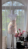 Ndyad Strapless Sheath Sequin Short Evening Dress Vintage Homecoming Dress HZ1024