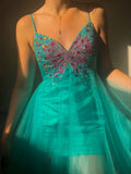 Ndyad Spaghetti Strap A-Line Tulle Beading Short Prom Dresses Sweet Homecoming Dress HZ1024