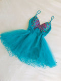 Ndyad Spaghetti Strap A-Line Tulle Beading Short Prom Dresses Sweet Homecoming Dress HZ1024