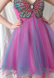 Ndyad Spaghetti Strap A-Line Tulle Beaded Short Homecoming Dresses,Sweet 16 Dresses HZ1024