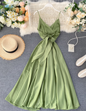 Ndyad Green Formal Dresses Backless High Waist Party Dresses HZ1024