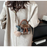 Ndyad woolen shoulder small square bag mini crossbody bucket bag HZ1024