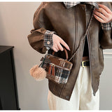 Ndyad woolen shoulder small square bag mini crossbody bucket bag HZ1024