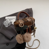 Ndyad woolen shoulder small square bag mini crossbody bucket bag HZ1024