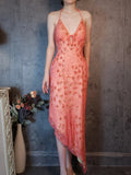 Ndyad Dark Peach Sheath Chiffon Beaded Prom Dresses, V-Neck Glamour Evening Gowns HZ1024