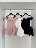 Ndyad Off Shoulder A-Line Short Outdoor Party Dress, Pink Sweet 16 Dress HZ1024
