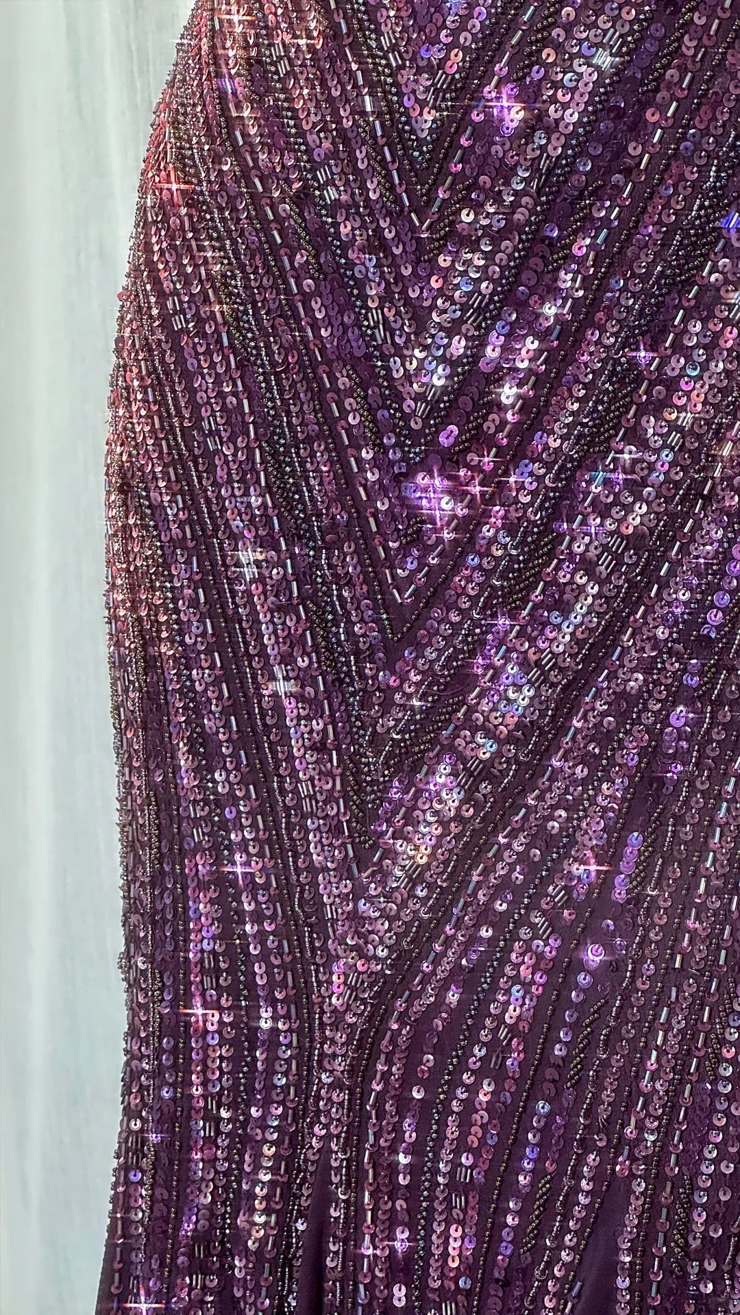 Ndyad Dark Purple Guest Dresses V-Neck Mermaid Beaded Chiffon Long Stunning Prom Dresses, Formal Evening Dresses HZ1024