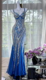 Ndyad Dark Purple Guest Dresses V-Neck Mermaid Beaded Chiffon Long Stunning Prom Dresses, Formal Evening Dresses HZ1024