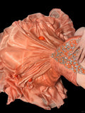 Ndyad Orange Tulle A-Line Beaded Tulle Long Prom Dresses, Sweet 16 Dress HZ1024