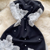 Ndyad Black Strapless Bodycon Beaded Short Outdoor Party Dress Fashion Back to School Outfit HZ1024
