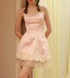Ndyad Pink Strapless A-Line Satin Tulle Short Prom Dresses, Fashionable Homecoming Dress HZ1024
