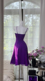 Ndyad Purple A-Line Spaghetti Strap Chiffon Short Birthday Dress Party Dress HZ1024