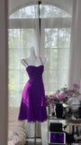 Ndyad Purple A-Line Spaghetti Strap Chiffon Short Birthday Dress Party Dress HZ1024