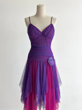 Ndyad Purple/Fuchsia V-Neck A-Line Tulle Short Prom Dresses Classic Party Dress HZ1024