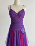 Ndyad Purple/Fuchsia V-Neck A-Line Tulle Short Prom Dresses Classic Party Dress HZ1024