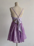 Ndyad Lilac Spaghetti Straps A-Line Tulle Sequin Short Vintage Prom Dresses HZ1024