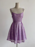 Ndyad Lilac Spaghetti Straps A-Line Tulle Sequin Short Vintage Prom Dresses HZ1024