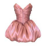 Ndyad Strapless Satin Short Ballgowns Sweet Birthday Party Dress HZ1024