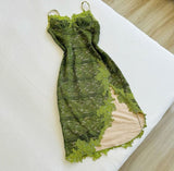 Ndyad Green Spaghetti Strap Bodycon Lace Applique Short Evening Dress Birthday Party Dress HZ1024