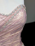 Ndyad Light Pink Sweetheart Mermaid Satin Long Prom Dresses, Formal Evening Gowns HZ1024