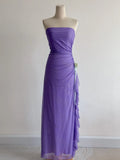 Ndyad Strapless Sheath Purple Glitter Chiffon Evening Dress, Sweet 18 Dress HZ1024