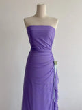 Ndyad Strapless Sheath Purple Glitter Chiffon Evening Dress, Sweet 18 Dress HZ1024