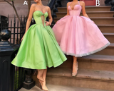 Ndyad Pink Sweetheart Neck A-Line Satin Prom Dress, Fashionable Evening Dress HZ1024