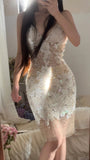 Ndyad White Sweetheart Neck Sheath Beaded Tulle Short Party Dresses Sweet 16 Dress HZ1024