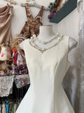 Ndyad Off-White V-Neck A-Line Chiffon Short Birthday Dress, Graduation Dress HZ1024