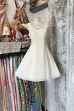 Ndyad Off-White V-Neck A-Line Chiffon Short Birthday Dress, Graduation Dress HZ1024