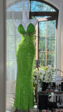 Ndyad Green Mermaid Sweetheart Backless Stunning Prom Dresses, Vintage Beaded Evening Gowns HZ1024