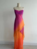 Ndyad Purple Spaghetti Strap Sheath Chiffon Long Prom Dresses, Vintage Party Dresses HZ1024