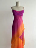 Ndyad Purple Spaghetti Strap Sheath Chiffon Long Prom Dresses, Vintage Party Dresses HZ1024