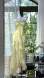 Ndyad Halter Sheath Chiffon Beaded Formal Dresses, Light Green Long Prom Dresses HZ1024