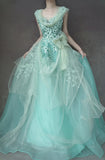 Ndyad Tiffany Blue A-Line Tulle Off-the-shoulder Applique Quincea?era Dress Graduation Prom Dresses HZ1024