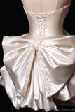 Ndyad White Strapless A-Line Satin Bow Short Homecoming Dress Birthday Dress HZ1024