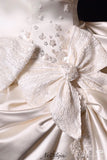 Ndyad White Strapless A-Line Satin Bow Short Homecoming Dress Birthday Dress HZ1024