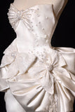 Ndyad White Strapless A-Line Satin Bow Short Homecoming Dress Birthday Dress HZ1024