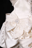 Ndyad White Strapless A-Line Satin Bow Short Homecoming Dress Birthday Dress HZ1024